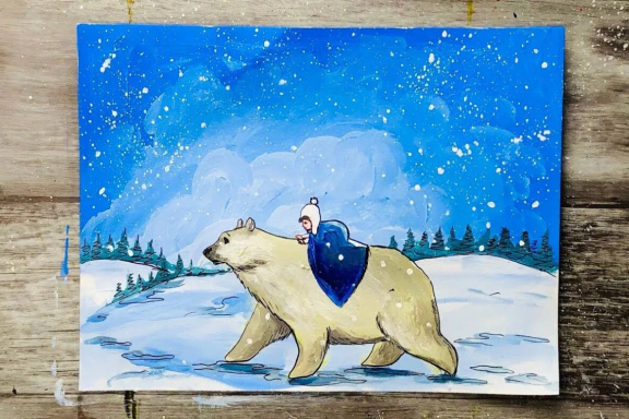 Мастер-класс по живописи «Белый мишка»