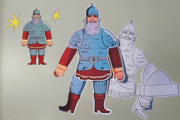 Мастер-класс шарнирная кукла из картона «Русский Богатырь»